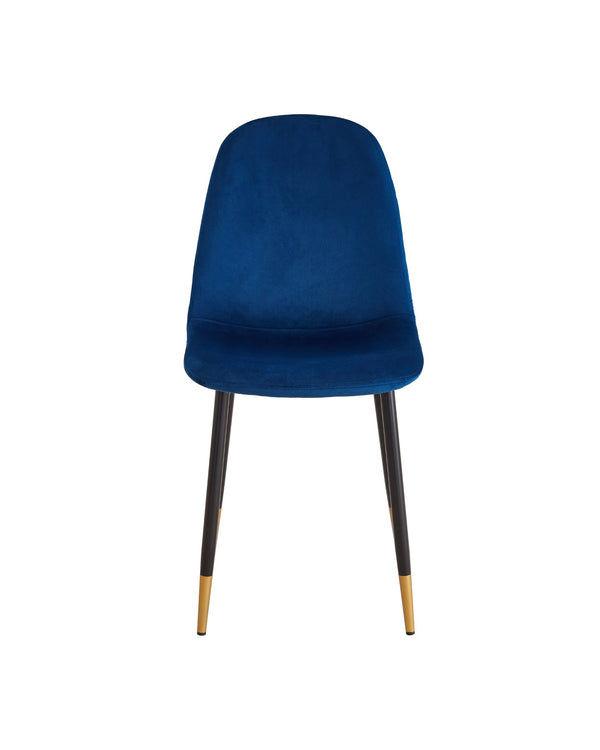 Aykah Mink Velvet Dining Chair in Blue, front view