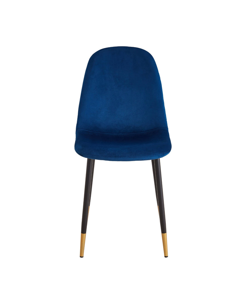 Aykah Mink Velvet Dining Chair in Blue, front view