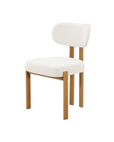 Mirae Dining Chair in Almond Cream with Oak, three-quarter view