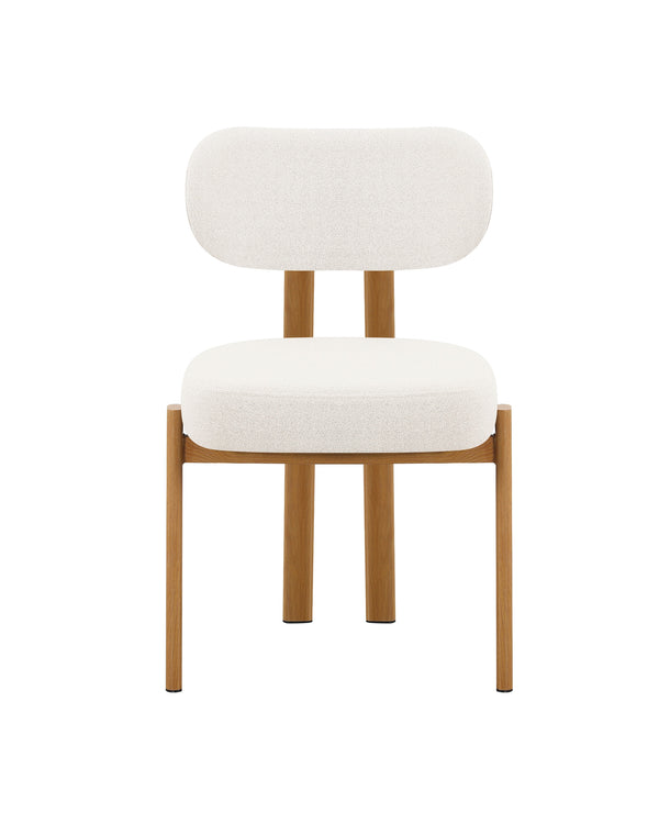 Mirae Dining Chair in Almond Cream with Oak, front view