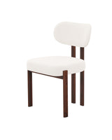 Mirae Dining Chair in Almond Cream with Walnut, three-quarter view