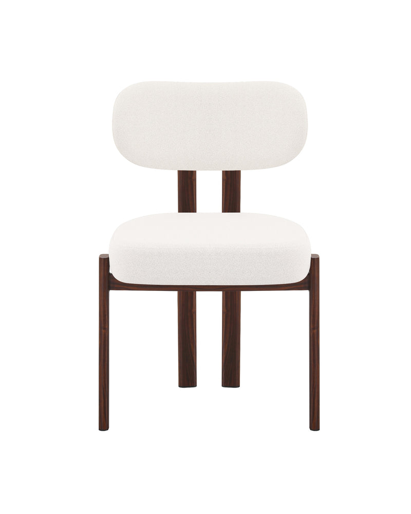 Mirae Dining Chair in Almond Cream with Walnut, front view