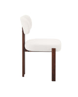Mirae Dining Chair in Almond Cream with Walnut, side view