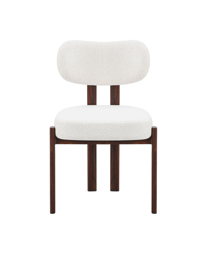 Aykah Mirae Dining Chair in Rich Walnut, front view with padded seat & backrest