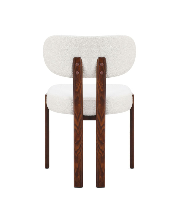Mirae Dining Chair in Rich Walnut, side profile showing the padded seat & backrest