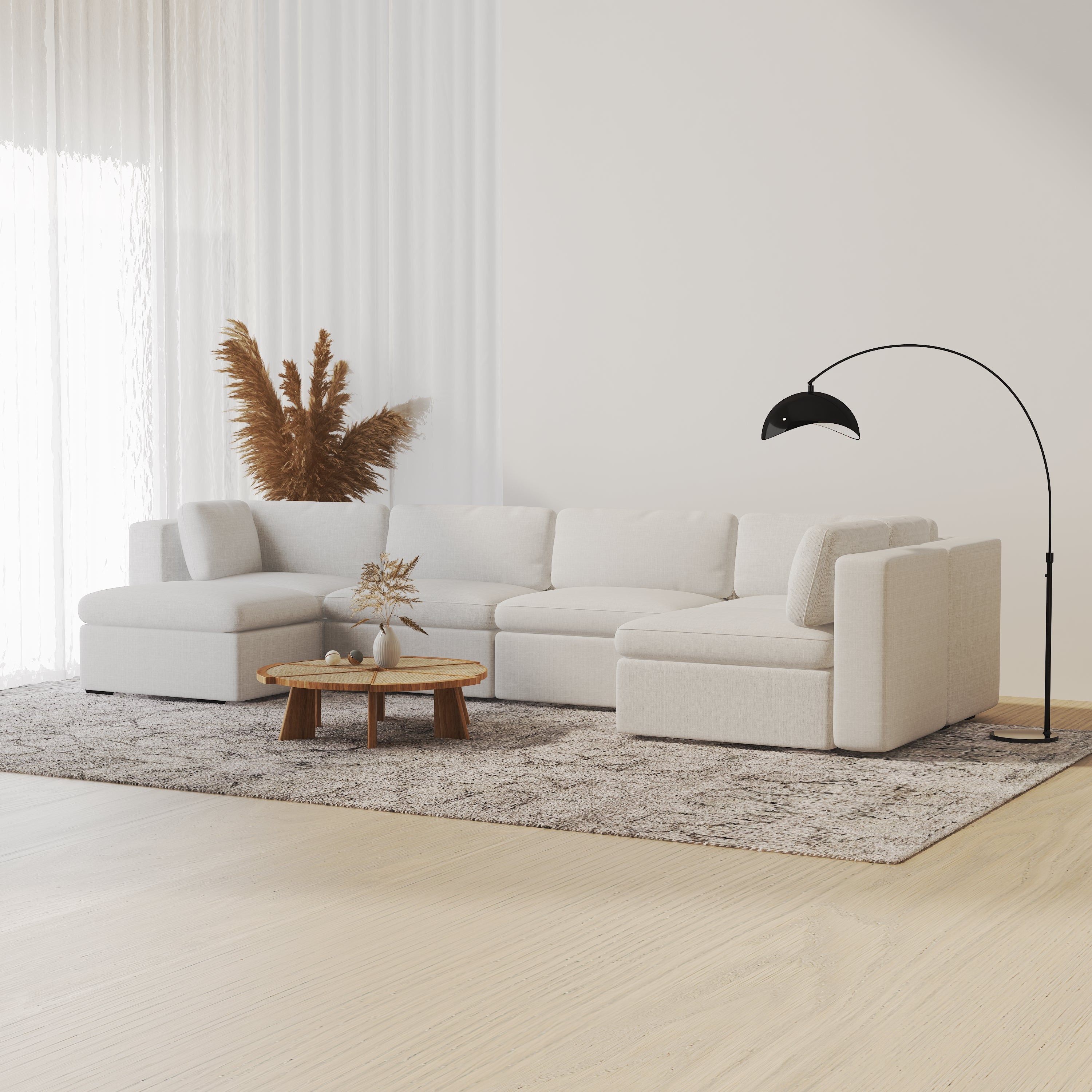 Nest 6 Seater cream sectional, lifestyle