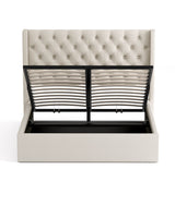 Nora Lift Up Storage Bed internal frame and slats, shown open
