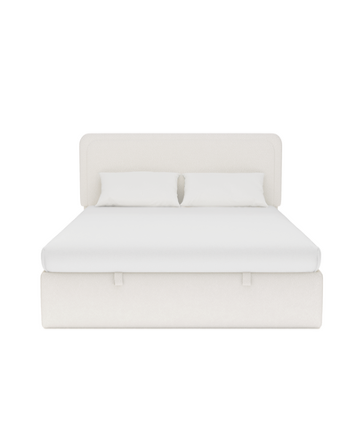 Aykah upholstered Numa Lift Up Storage Bed in Cream Marshmallow, front view