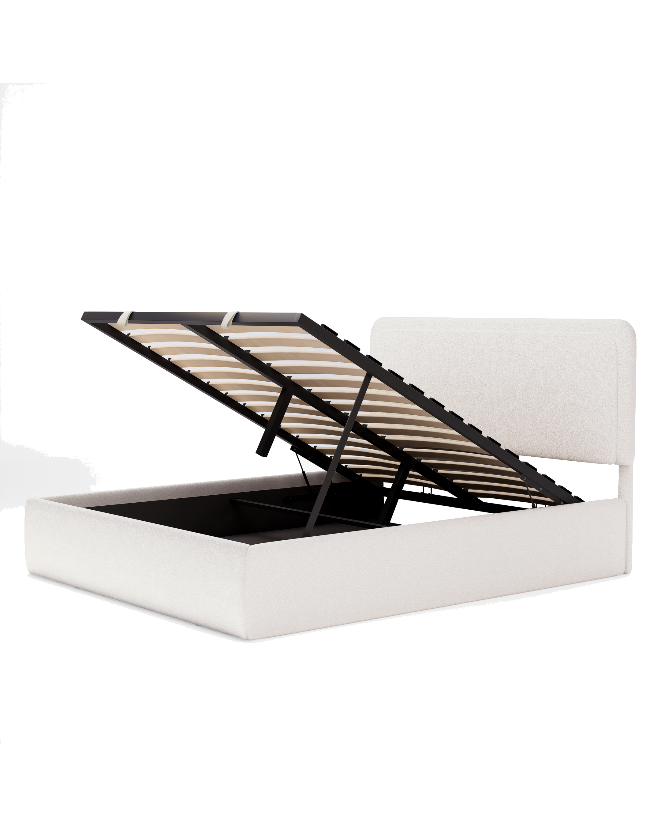 Numa Lift Up Storage Bed cream-marshmallow side
