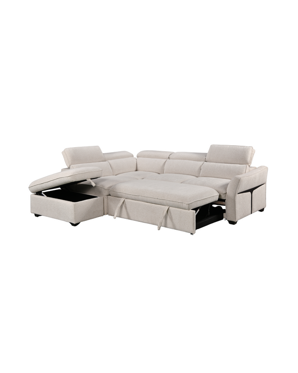 Ollie Sectional left-facing with the sleeper pulled out