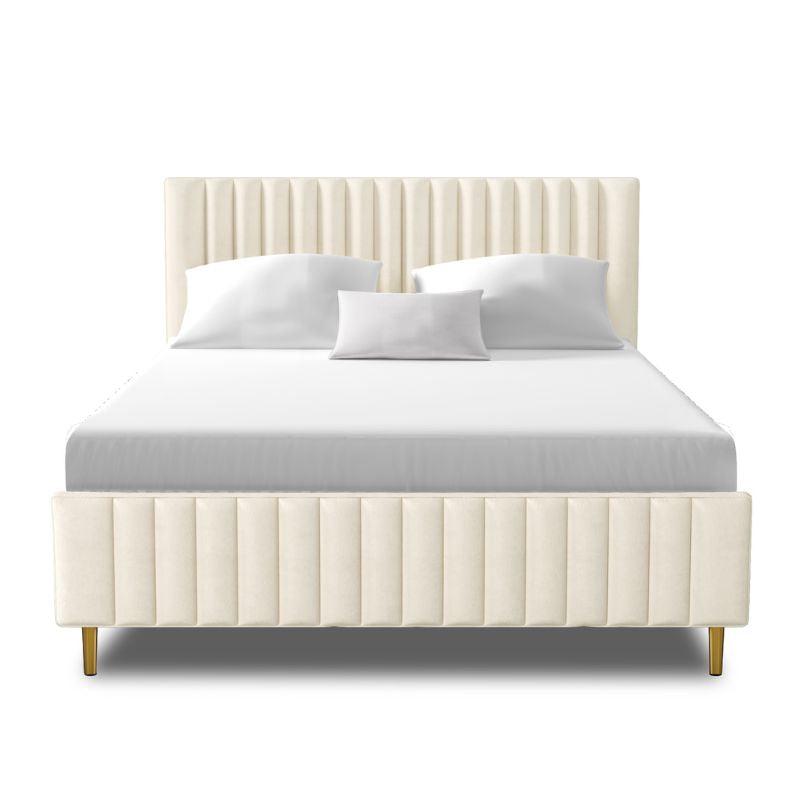 Ava Ivory Velvet Platform Bed