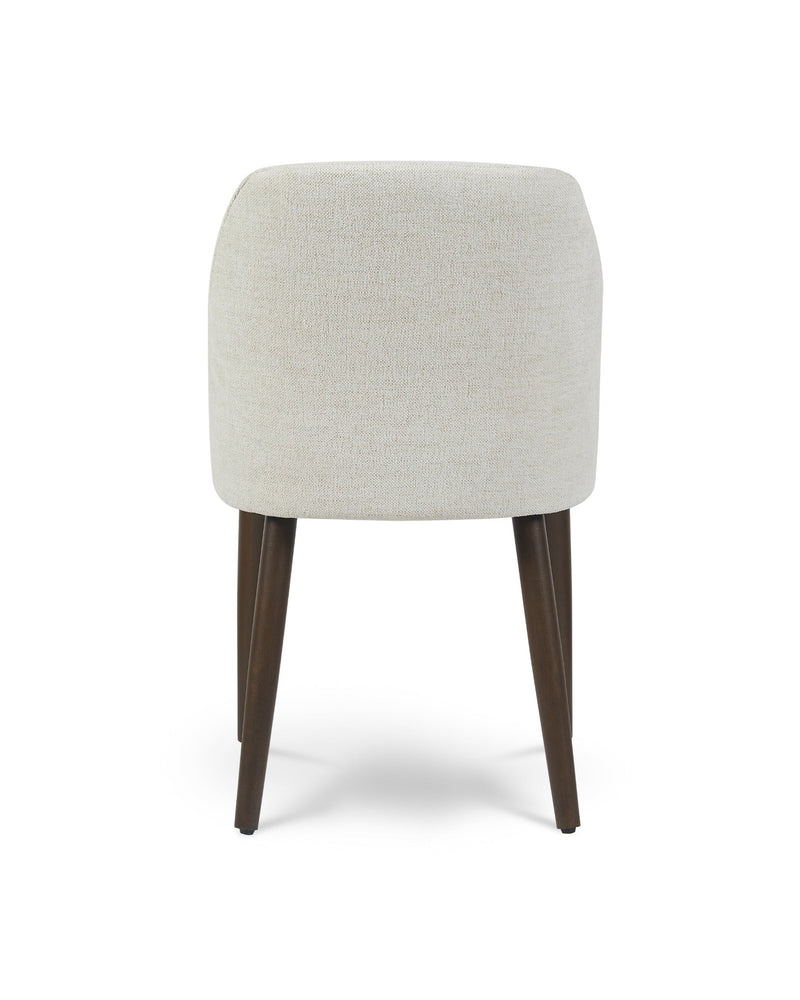 Raya Dining Chair in Cashmere Cream, back view showing the finished reverse