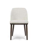 Aykah Raya Dining Chair in Cashmere Cream, front view with curved back