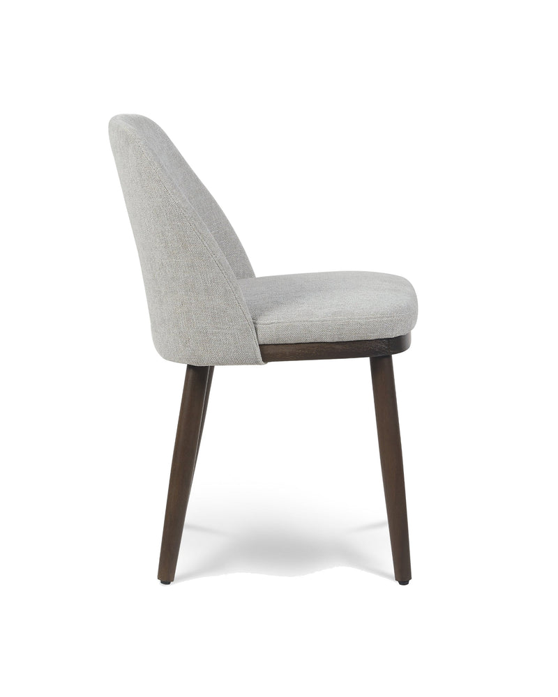 Raya Dining Chair in Earl Grey, side profile showing the curved back