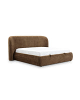 Aykah upholstered Retreat Bed in Roasted Chestnut, three-quarter view