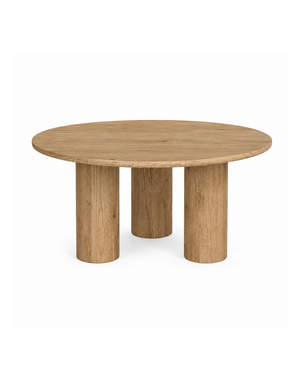 Aykah oak Runa Coffee Table, front view with thick rounded legs