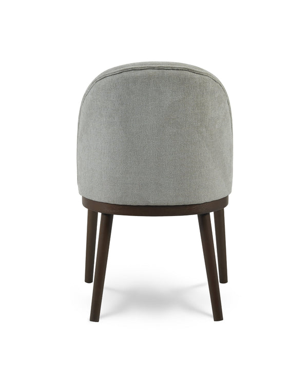 Upholstered Saville Dining Chair in Earl Grey, back view showing the finished reverse