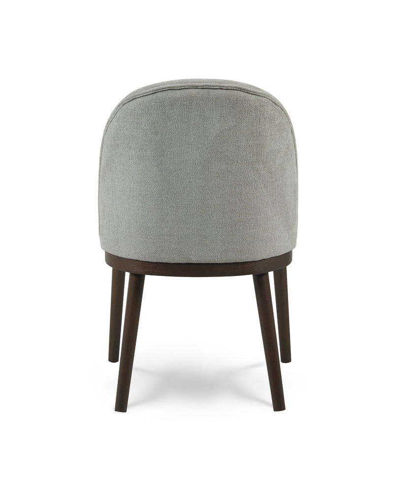 Upholstered Saville Dining Chair in Earl Grey, back view showing the finished reverse