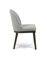 Upholstered Saville Dining Chair in Earl Grey, side profile showing the high arched back