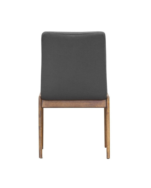 Linen Solace Dining Chair in Grey, back view showing the finished reverse