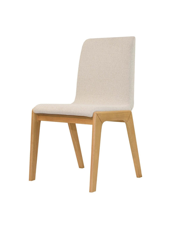 Upholstered Tova Dining Chair, three-quarter view with upholstered seat & back