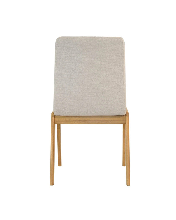 Upholstered Tova Dining Chair, back view showing the finished reverse