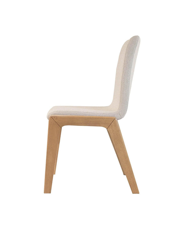 Upholstered Tova Dining Chair, side profile showing the upholstered seat & back