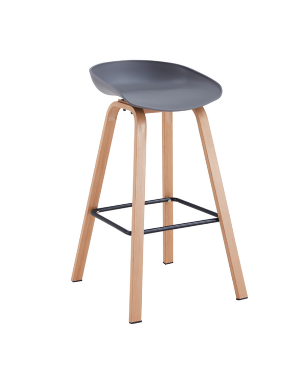 Metal Willow Grey Counter Stool, three-quarter view with polypropylene seat