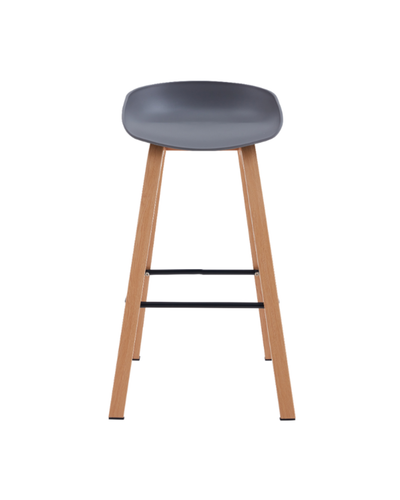 Aykah metal Willow Grey Counter Stool, front view with polypropylene seat