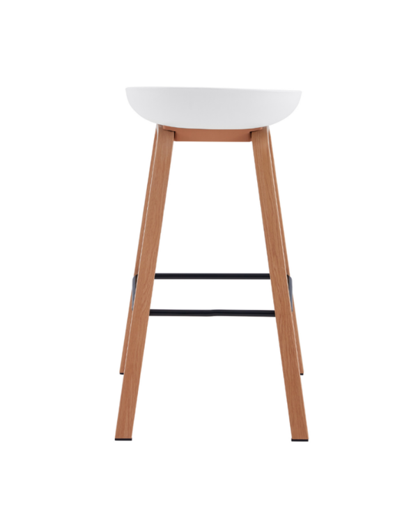 Metal Willow White Counter Stool, back view showing the finished reverse