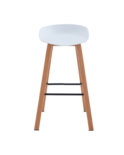 Aykah metal Willow White Counter Stool, front view with polypropylene seat