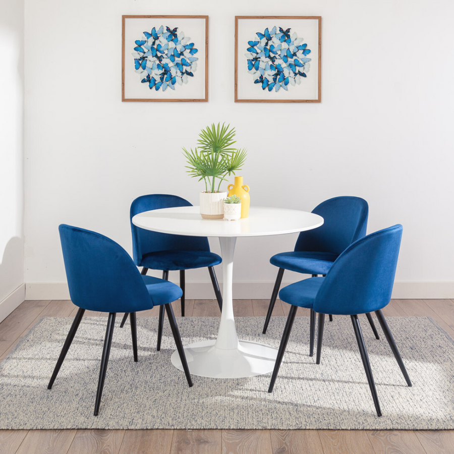 Classic Durable High Quality Blanco White Dining Table Aykah Furniture Online blue