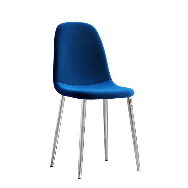 Sera Blue Velvet Chair w/ Chrome Legs