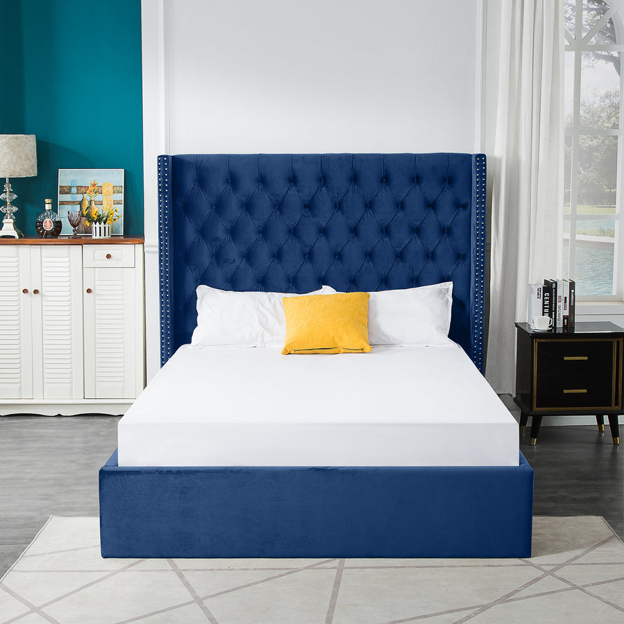 High Quality Tracy Blue Storage Bed adjustable headboard king Online Aykah Furniture