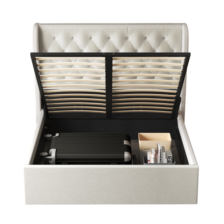 Brittany Ivory Lift-Up Storage Bed