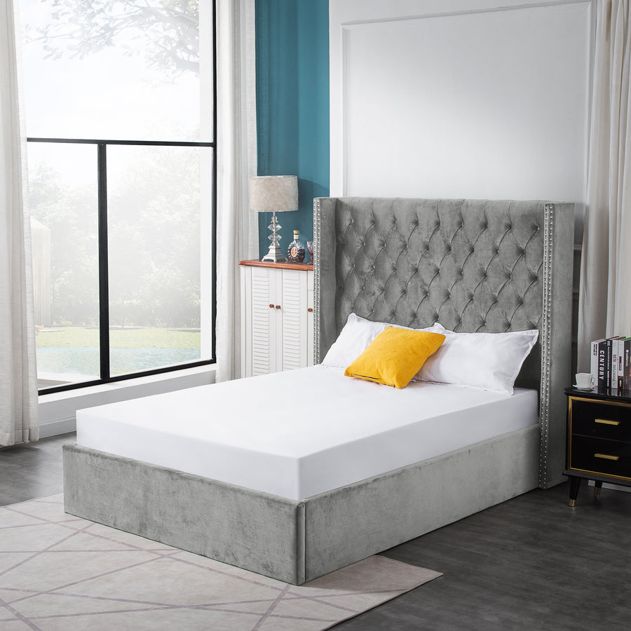 High Quality Tracy Grey Storage Bed adjustable headboard king Online Aykah Furniture