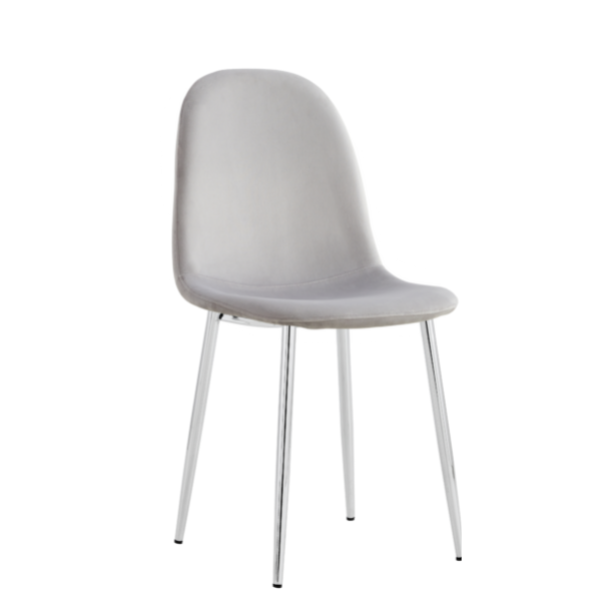 Sera Grey Velvet Chair w/ Chrome Legs