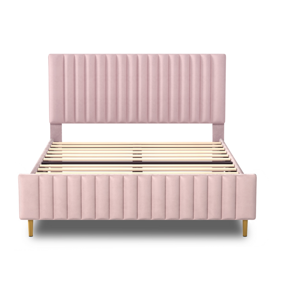 High Quality Ava Pink Platform Bed adjustable headboard Queen Online Aykah Furniture