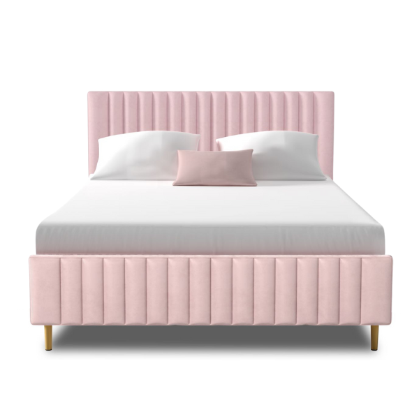 Ava Pink Velvet Platform Bed