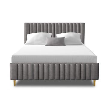 Ava Grey Velvet Platform Bed