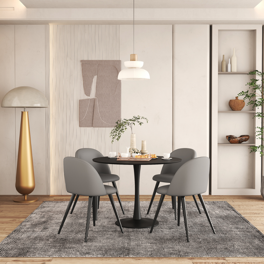 Alan PU Dining Chair + Blanco Black Table Large