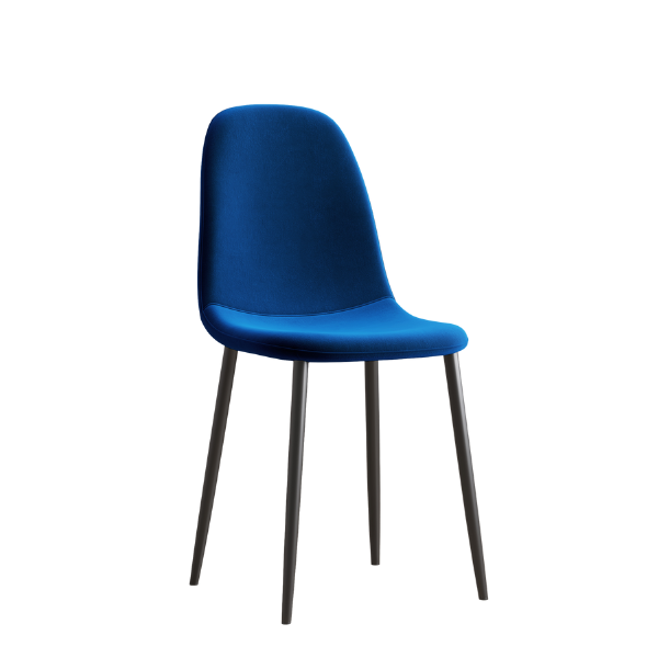 Sera Blue Velvet Chair w/ Black Legs