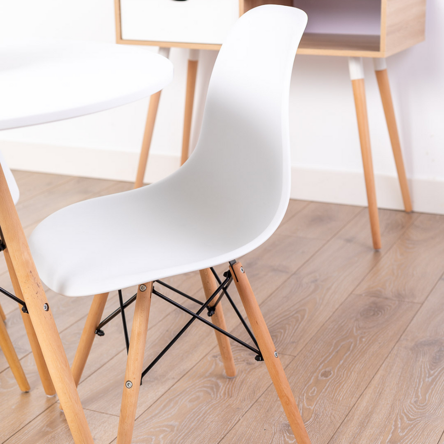 Eiffel White Dining Chair + Eiffel White Dining Table