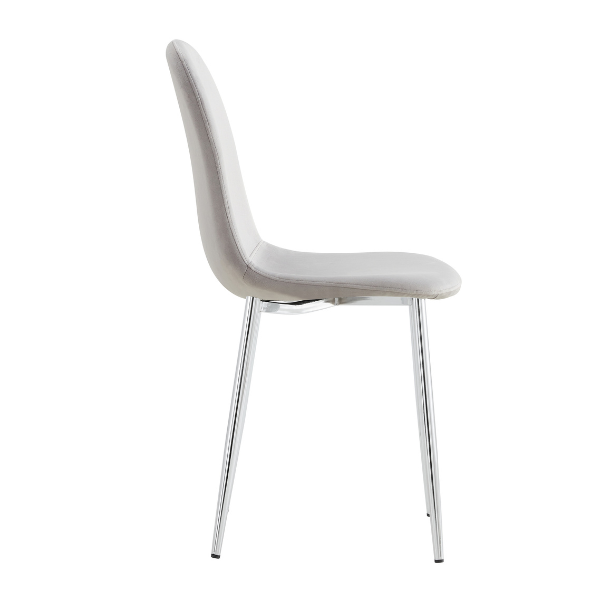 Sera Grey Velvet Chair w/ Chrome Legs