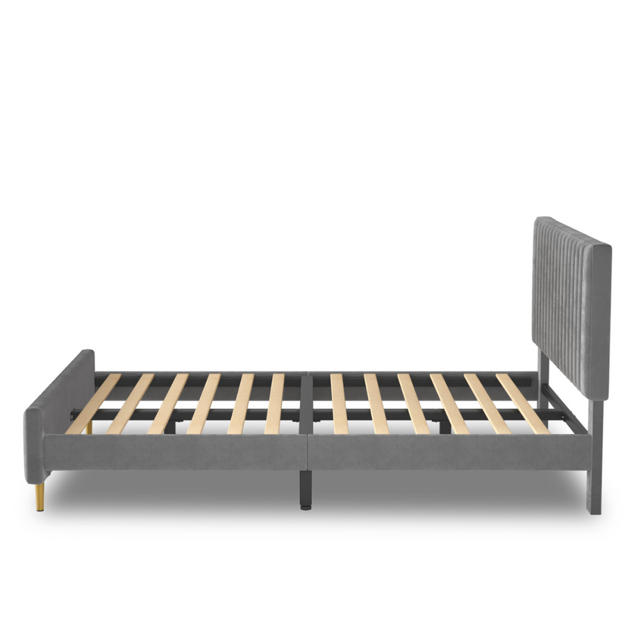 High Quality Ava Grey Platform Bed Frame headboard king Online Aykah Furniture