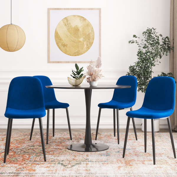 Sera Blue Velvet Chair w/ Black Legs