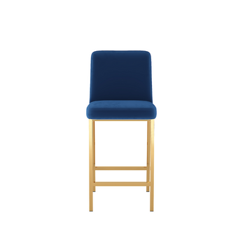 Tabouret de comptoir en velours bleu Mace