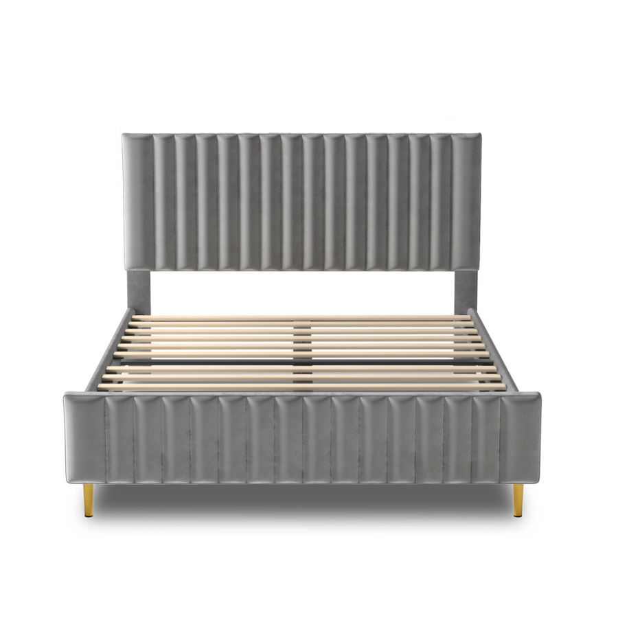 High Quality Ava Grey Platform Bed Frame king Aykah Furniture