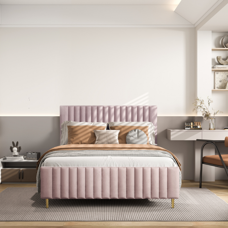 Best Great Quality Ava Pink Platform Bed frame Online Aykah Furniture