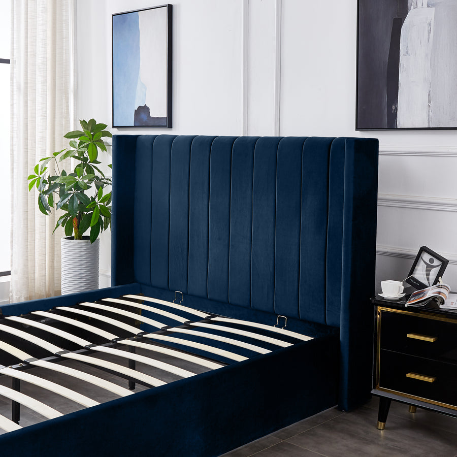 High Quality Jenny Blue Storage Bed Frame king Aykah Furniture